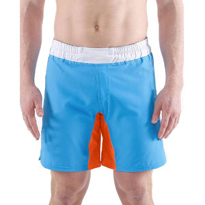 Shorts de sport bleus pour hommes, taille mi-haute, élastiques, séchage rapide, à rayures, en spandex et polyester, style Bermuda - Product Image 6