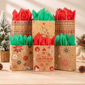Custom Christmas Kraft Paper <b>Gift</b> <b>Bags</b> with Handles Printed Holiday Shopping <b>Bags</b> for Retail Packaging Wholesale - Product Image 4