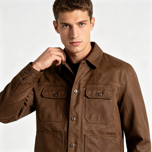 Veste universitaire écologique pour homme PIHA SPORTS, couleur verte, col montant, vêtement d'extérieur décontracté en cuir véritable, coupe classique pour l'hiver - Product Image 6