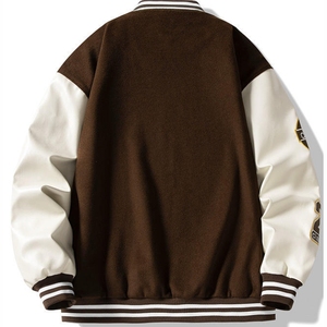 100% Cotton Men's <b>Vintage</b> Letterman <b>Varsity</b> <b>Jacket</b> Oversized Drop Shoulder Stand Collar Chenille Embroidery High Street <b>Jacket</b> - Product Image 5