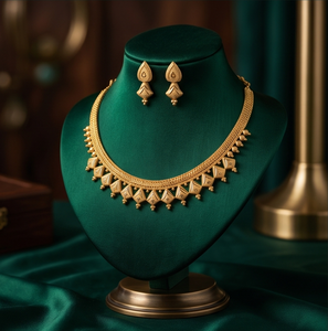 DIVYORO Juego de collar corto y pendientes de aleación de cobre chapado en oro de longitud ajustable para mujer, joyería de boda de estilo clásico - Product Image 2