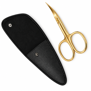 Tijeras para Cutículas de Acero Inoxidable Premium con Hoja Curva y Estuche de Cuero Negro para un Cuidado Preciso de las Uñas - Product Image 1