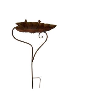 Antique Copper Metal Bird Bath Stake Outdoor Garden Weather Resistant Fluted Basin Heart Scroll Leaf Yard <b>Ornament</b> - Product Image 6