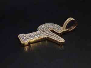 Collar con Colgante de Letra T Personalizado, Chapado en Oro sobre Plata, con Diseño de Puño Elevado y Diamantes de Moissanita, Pieza Destacada - Product Image 4