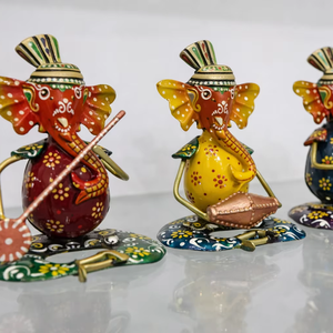 Ensemble d'artisanat en métal Art Déco Ganesha, fait main et articulé, pour la décoration d'anniversaire, de mariage et de Diwali - Product Image 1