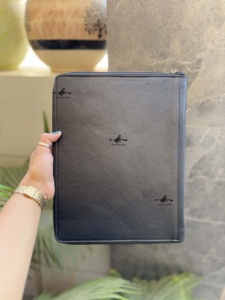 Classeur de portefeuille en cuir véritable avec fermeture à glissière pour portefeuille de documents floraux en cuir véritable - Product Image 5