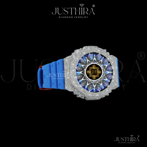 Reloj de pulsera G con bisel de diamantes Moissanite VVS premium y elegante, con correa azul estilo HipHop premium. El precio más bajo y mejor de todos los tiempos. - Product Image 2