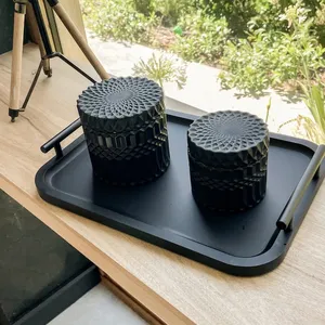Elegant Handmade Luxury Coffee <b>Table</b> Accessories Multi-functional Geometric Pattern Asian Zen Aluminium Square Tray Home - Product Image 3