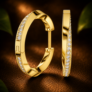 Elegant Modern Twist <b>Hoop</b> Style 18k <b>Solid</b> Gold Round Lab Grown Diamond <b>Hoop</b> <b>Earrings</b> 0.40 CTW EF VVS Fine Women Wedding <b>Earrings</b> - Product Image 1