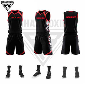 สินค้ามาใหม่ สีแดงดำ โพลีเอสเตอร์ 100% ชุดกีฬาบาสเก็ตบอลสำหรับผู้ใหญ่และเด็ก แห้งเร็ว ระบายอากาศได้ดี เหมาะสำหรับกิจกรรมกลางแจ้ง แบบ unisex สำหรับทีม - Product Image 4