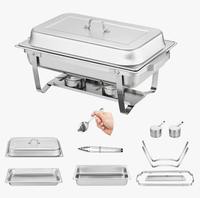 Chauffe-Plat Rectangulaire de Luxe en Acier Inoxydable 12 Qt, Alimenté par Combustible, pour Hôtels, Restaurants et Banquets