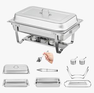 Luxury Stainless Steel Rectangular Chafer 12 Qt <b>Fuel</b> Powered Food Warmer Serving Dish for Hotel Restaurant Banquet - Product Image 5