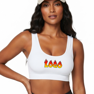 Women Seamless U-Neck <b>Sports</b> <b>Bra</b> <b>White</b> Spaghetti Strap Medium Support Yoga Top Solid Color Simple Style Adult Wear - Product Image 4