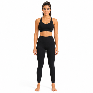 Conjunto Deportivo de Yoga para Mujer, Leggings de Cintura Alta Negros, Sujetador Deportivo, Ropa Deportiva para Gimnasio y Entrenamiento - Product Image 1