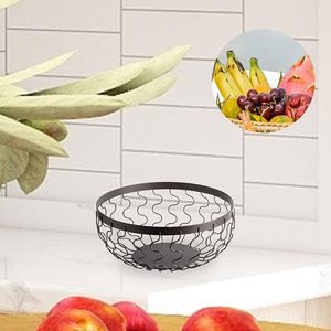 Handmade Black Metal Decorative Fruit <b>Basket</b> Round <b>Wire</b> <b>Storage</b> <b>Basket</b> for Kitchen Dining Table Countertop Home Decor - Product Image 3