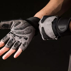 <b>Half</b> Finger Training Gloves Gray Pink Microfiber Velcro Wrist Gym Fitness Unisex Breathable Non <b>Slip</b> Adjustable Strap - Product Image 3