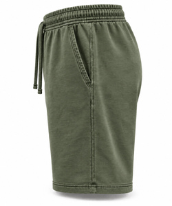Shorts décontractés pour hommes, coupe ample, effet vieilli, délavé à l'acide, respirant, avec logo frontal, faible MOQ, pour l'été - Product Image 4