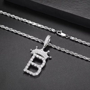 Colgante de Letra B Plateado en Plata con Incrustaciones de Cristal de Estrás, Estilo Hiphop, Joyería de Moda Unisex, Regalo - Product Image 1