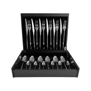 Ensemble de couverts en acier inoxydable de qualité supérieure, ensemble de vaisselle de luxe avec boîte de rangement en bois pour hôtel, restaurant, cadeau de mariage - Product Image 1