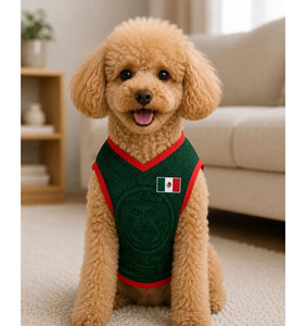 Camiseta Deportiva para Perro con la Bandera de México, Verde y Roja, Transpirable, de Poliéster, Unisex, para Perros Pequeños - Product Image 1
