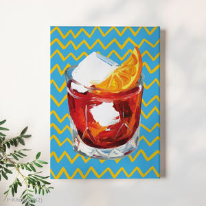 Décoration murale festive, illustration artistique d'un verre de thé glacé, impression d'art mural moderne sur le thème des boissons pour la maison - Product Image 1