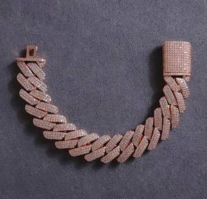 <b>Mens</b> 925 Sterling <b>Silver</b> Cuban Bracelet With Brilliant Moissanite Accents 18mm Wide Link Wrist Chain <b>For</b> Stylish Everyday Wear - Product Image 6