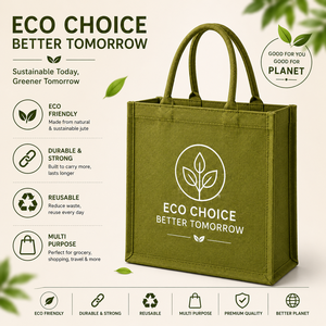 AMANI Custom Logo Laminated Jute Tote <b>Bag</b> with Rope Handle-Eco-Friendly Reusable Beach & Daily Use Shopping <b>Bag</b> <b>Medium</b> Size - Product Image 1