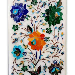 Joyero de mármol blanco y negro con logotipo personalizado, trabajo con incrustaciones de cerámica con piedras semipreciosas y nácar para embalaje - Product Image 3