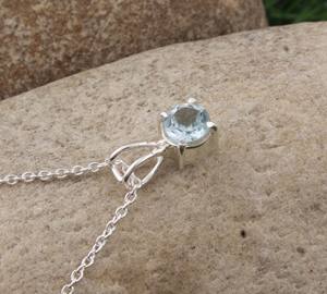 Collar Unisex de Lujo con Topacio Azul de Londres Natural Vintage, Plata de Ley 925, Chapado en Platino, con Acentos de Circonita Cúbica Blanca AAA - Product Image 5