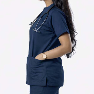 New Arrival Women's Summer Nursing <b>Scrub</b> <b>Tops</b> Slim Fit Short Sleeve Canvas Fabric Custom Color Logo Pockets Design Hospital Use - Product Image 2