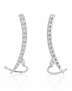 Pendientes de Oreja Curvos con Diamantes Cultivados en Laboratorio, Corte Marquesa, Oro 10K 14K 18K, Clásicos para Boda - Product Image 4