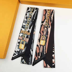 2026 Fashion Leopard Print Square Silk Scarf with Chain Lock Double Layered Twill Skin-Friendly & Durable - Product Image 5