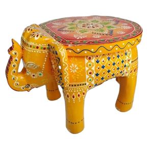 Tabouret décoratif en bois écologique en forme d'éléphant, design Art Déco artisanal, motifs traditionnels peints à la main, pour la maison et le bureau - Product Image 1