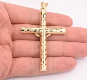 Tishya - Colgante de Cruz con Crucifijo de Jesucristo de 3.25 Pulgadas, Corte Brillante, Oro Amarillo y Blanco de 10K, Amuleto de Lujo para Mujer, Regalo de Aniversario - Product Image 5