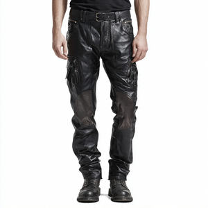 Pantalones de Motociclista Clásicos de Cuero PU para Hombre, Estilo Urbano, Protección UV, Transpirables, Jeans de Alta Calidad - Product Image 2