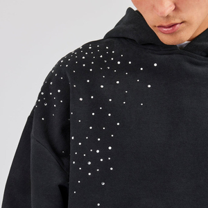 Sweat à capuche en polaire d'hiver personnalisé avec strass à dégradé complet, style streetwear, coupe régulière, pull-over, sweat à capuche avec strass - Product Image 3
