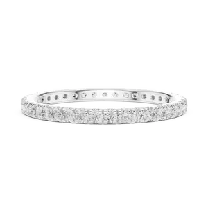 Anillo de Eternidad Delgado con Corte en U y Diamantes Cultivados en Laboratorio, Plata 925, Unisex, Apilable, Delicado, para Aniversario de Bodas, Brillante - Product Image 1