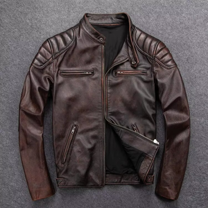 Veste en cuir véritable pour homme, grande taille, avec logo frontal, haute qualité, imperméable, prix de gros - Product Image 1