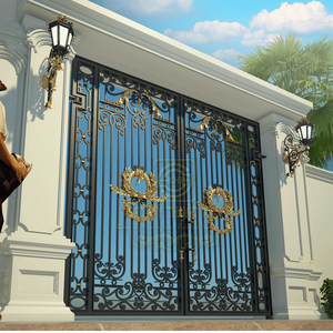 Portes extérieures en fer forgé de luxe KHP, double entrée, haute qualité, antivol, durables, modernes, pour maisons et appartements, fabriquées au Vietnam - Product Image 2