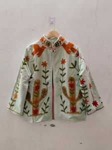 เสื้อแจ็คเก็ตผ้าฟลีซปักลายดอกไม้และกระบองเพชร คอจีน ปิดด้วยซิป เสื้อคลุมผู้หญิงสำหรับฤดูใบไม้ผลิ - Product Image 5