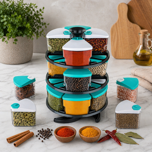 Rotating Spice <b>Rack</b> Organizer for <b>Kitchen</b> | 3-Tier 360° Rotatable Spice <b>Rack</b> with Storage Containers - Product Image 1