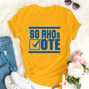 เสื้อยืดกราฟิกสีเหลืองทองสำหรับผู้หญิง สีฟ้า SGRho 1922 ลายพิมพ์โหวต แขนสั้น คอกลม เสื้อยืดลำลองผ้าฝ้าย เสื้อผ้าแฟชั่น - Product Image 1