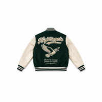 Blouson universitaire homme streetwear hiver, vente en gros, personnalisable OEM, logo avant, coupe-vent, corps en laine écologique