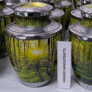 Forest Serenity Metal Cremation <b>Urn</b> - <b>Large</b> Adult Funeral <b>Urn</b> for Ashes - Manufacturer Wholesale Memorial <b>Urns</b> Supplies - Product Image 5