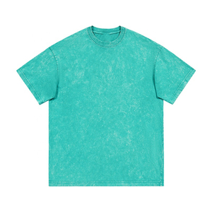 T-shirt décontracté pour homme, col rond, manches courtes, violet délavé style vintage, uni - Product Image 5