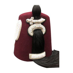 Sombrero Fez Marrón al por Mayor con Pedrería Blanca, Accesorio de Regalia Masónica - Product Image 4