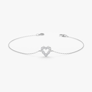 Bracelet en or massif 14 carats avec petit cœur en diamant, bracelet délicat et mignon en diamant, bijoux minimalistes, cadeau d'anniversaire pour femmes - Product Image 5