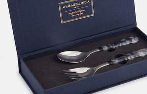 Ensemble de couverts en acier inoxydable avec manche en résine marbrée noire, tête en acier poli miroir, idéal pour la cuisine, la table, l'hôtel et le restaurant - Product Image 5