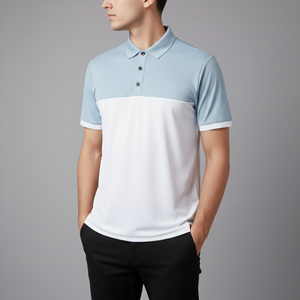 Chemises décontractées unies pour hommes de haute qualité en tissu piqué bicolore, style streetwear, avec logo brodé personnalisé, séchage rapide, imprimé, poche - Product Image 5