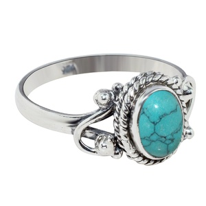 Bagues en argent sterling 925 avec turquoise verte naturelle Shri Ashapura Jewels, style bohème, design chrétien, bijoux unisexes pour femmes - Product Image 1